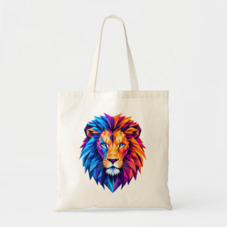 Tote Bag T-Shirt Vibrant Art Lion Géométrique