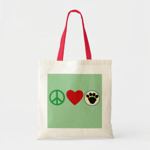 Tote Bag T-shirts de pattes de chiot d'amour de paix,