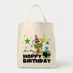 Tote Bag T-shirts et cadeaux 4th Birthday Frog Hoppy