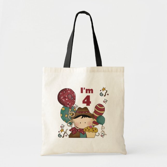 Tote Bag T-shirts et cadeaux Cowboy 4e anniversaire (Devant)