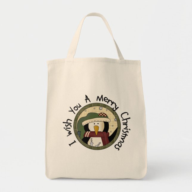 Tote Bag T-shirts et cadeaux de Joyeux Noël de pingouin (Devant)