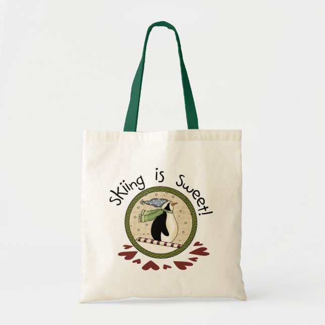 Tote Bag T-shirts et cadeaux de vacances Skiing Penguin (Devant)