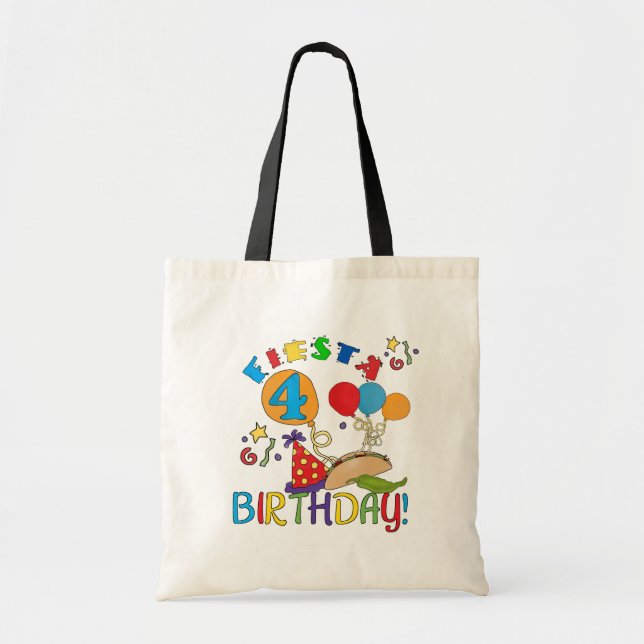 Tote Bag T-shirts et cadeaux Fiesta 4th Birthday (Devant)