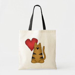Tote Bag T-shirts et cadeaux Heart and Striped Cat