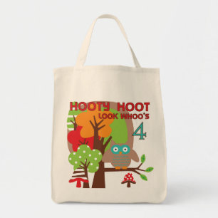 Tote Bag T-shirts et cadeaux Owl 4th Birthday