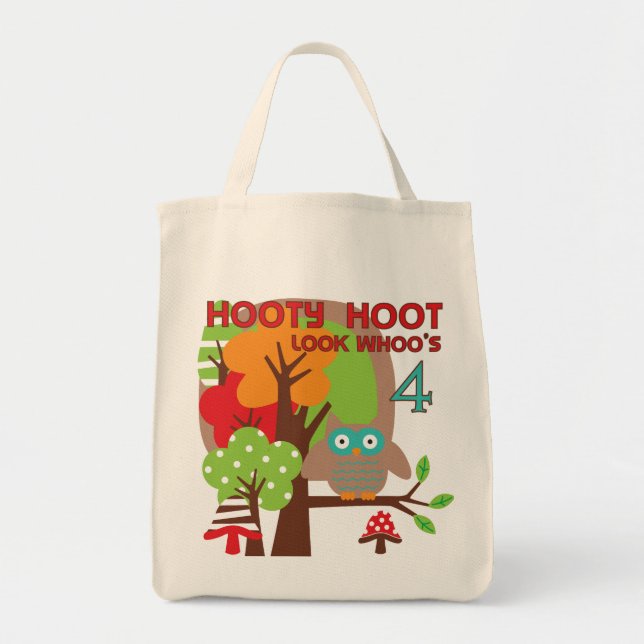 Tote Bag T-shirts et cadeaux Owl 4th Birthday (Devant)