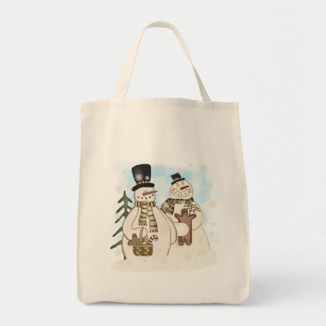 Tote Bag T-shirts et cadeaux Snowmen en pain d'épice (Devant)