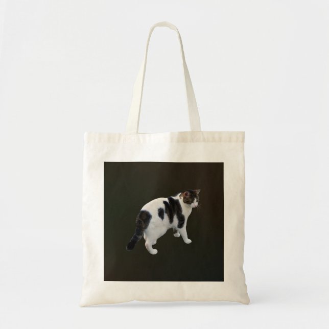 Tote Bag Tabby Blanc Avec Patches Sombres (Devant)