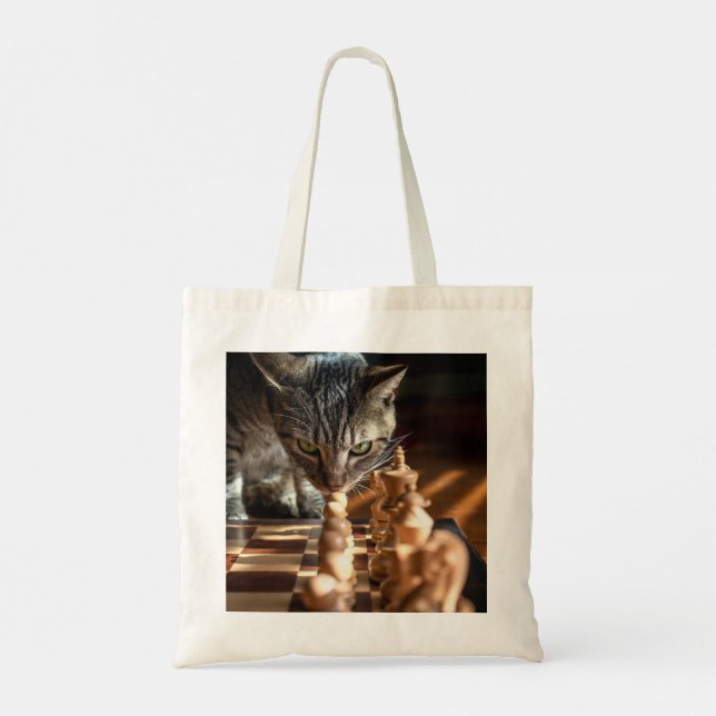 Tote Bag Tabby Cat Jouer Aux Échecs (Dos)