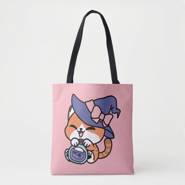 Tote Bag Tabby Witch Brew – Joli Design de Chat d'Halloween (Devant)