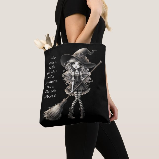 Tote Bag Tabitha et ses bottes - Sorcière (De près)