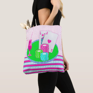 Tote Bag Table de carte de boisson rose Blackjack Casino La