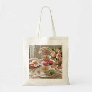 Tote Bag Table fleurie, tasses d'eau, plateaux en gradins m