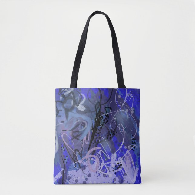 Tote Bag Tableau abstrait bleu (Devant)