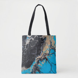 Tote Bag Tableau abstrait bleu et noir