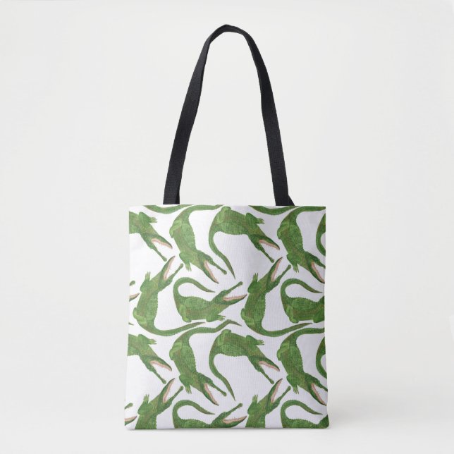Tote Bag Tableau d'aquarelle blanc crocodile (Devant)