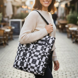 Tote Bag Tableau de bord moderne en noir et blanc personnal