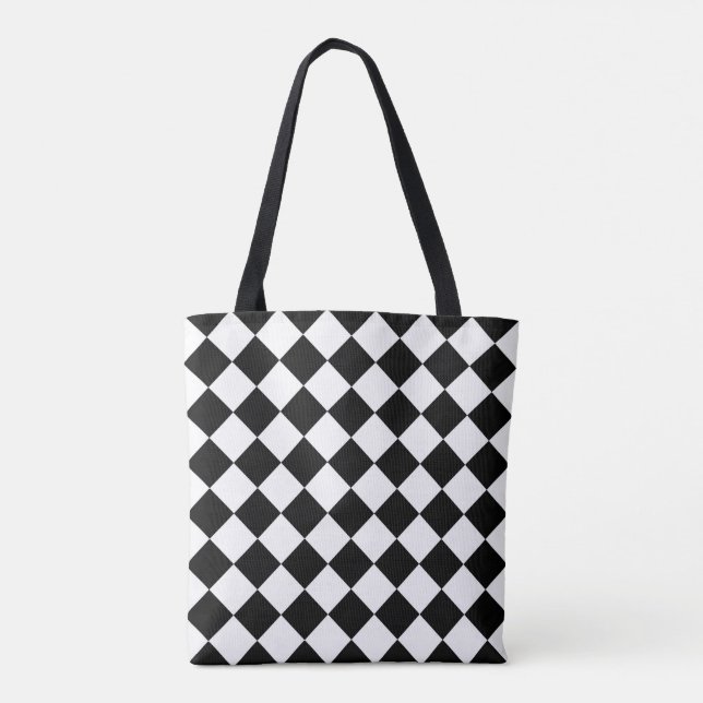 Tote Bag Tableau de bord noir et blanc À damiers Drapeau (Dos)