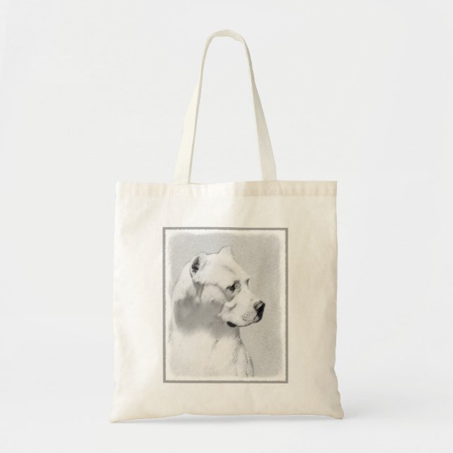 Tote Bag Tableau Dogo Argentino - Art Chien original (Devant)