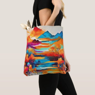 Tote Bag Tableau du coucher de soleil de montagne