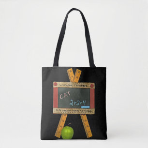 Tote Bag tableau noir enseignant avec citation inspirante