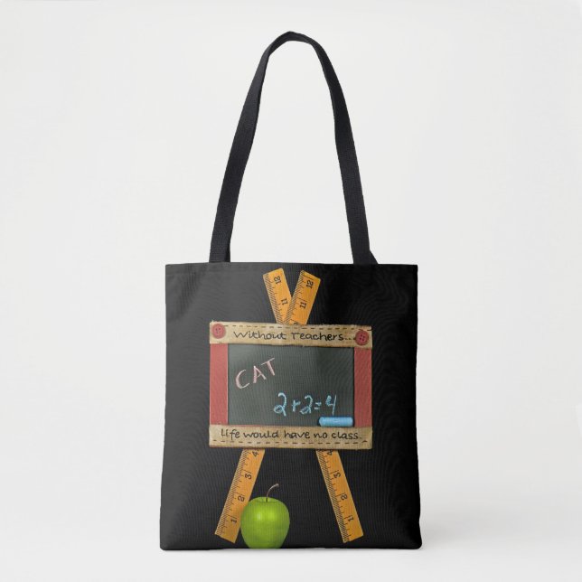 Tote Bag tableau noir enseignant avec citation inspirante (Devant)