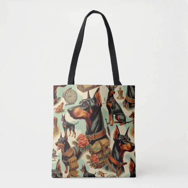 Tote Bag Tableau vintage Doberman sans joint (Devant)