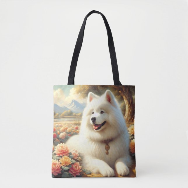 Tote Bag Tableau vintage Samoyed Dog (Devant)