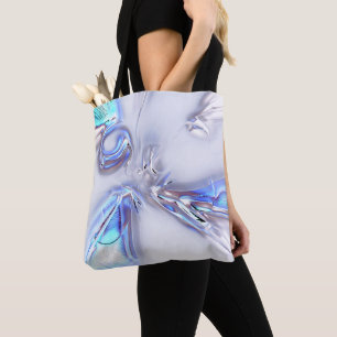 Tote Bag Taches bleu vif en métal argenté ou en eau