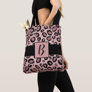 Tote Bag Taches imprimées guépard léopard peintes en rose e