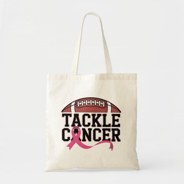 Tote Bag Tackle Cancer Pink Ribbon Design (Devant)
