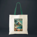 Tote Bag Tahiti Polynésie Française Illustration Art Voyage<br><div class="desc">Tahiti design de déplacement vectoriel rétro. Tahiti est la plus grande île de Polynésie française,  l'archipel du Pacifique Sud.</div>