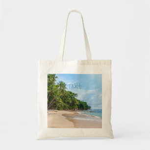 Tote Bag Tahiti Sand Beach Ciel bleu Palmiers
