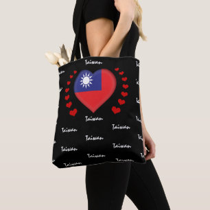 Tote Bag Taïwan Flag & Heart, Taïwan Flag fashion/sport