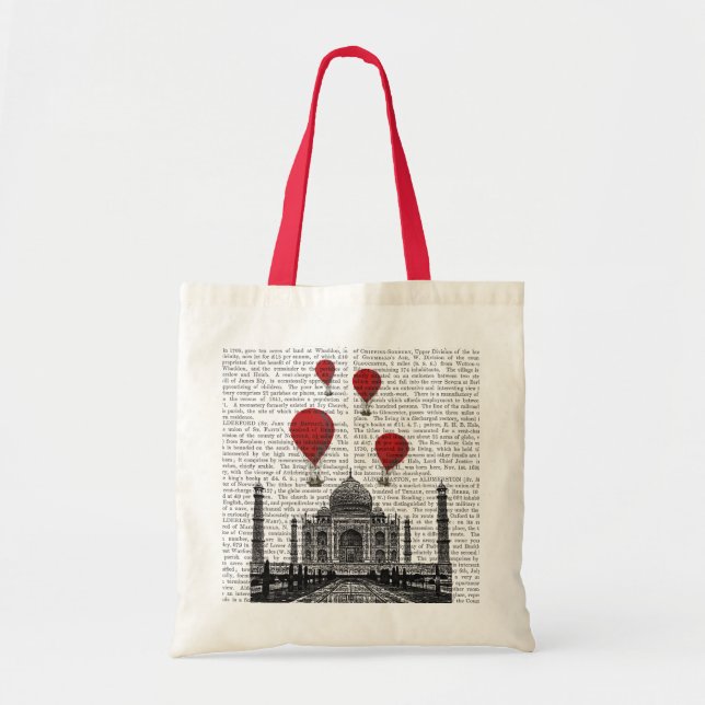 Tote Bag Taj Mahal et Red Hot Air Balloons (Devant)