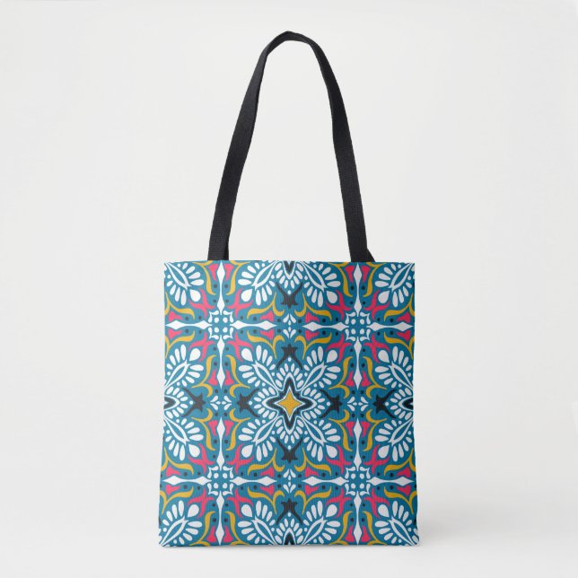 Tote Bag Talavera pattern. Indian patchwork. Azulejos portu (Devant)