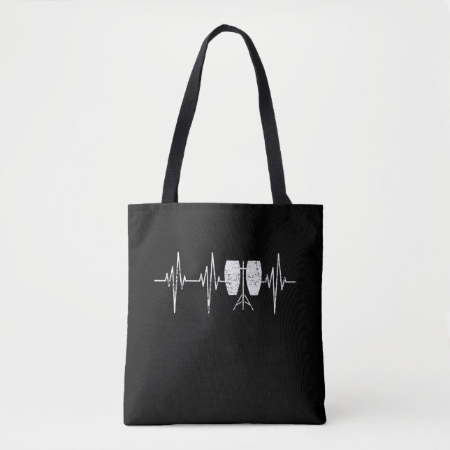 Tote Bag Tambour de Conga - battement de coeur affligé de (Devant)