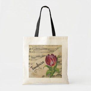 Tote Bag Tambura Elegant Tulip Partition Vintage