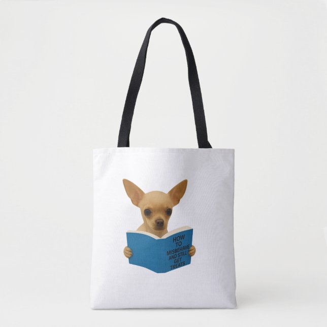 Tote Bag Tan Chihuahua comment mal se comporter  (Devant)