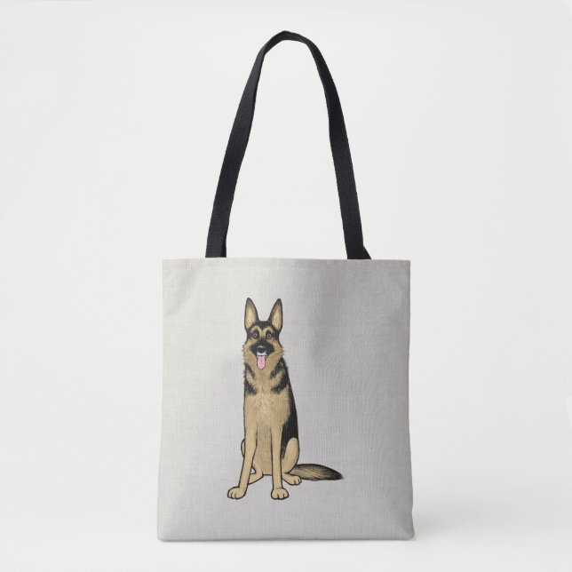 Tote Bag Tan et noir mignon berger allemand chien GSD (Devant)
