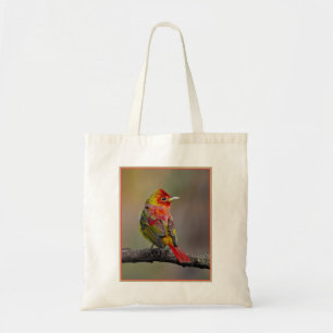 Tote Bag Tangara écarlate en mue - Photographie originale