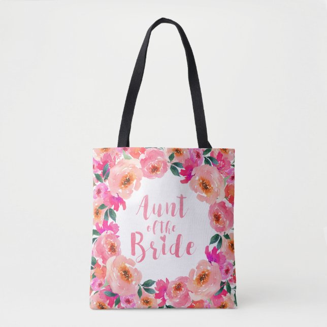 Tote Bag Tante de la mariée rose aquarelle Mariage floral (Devant)