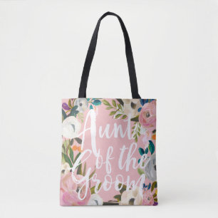 Tote Bag Tante de la pièce brossé Mariage floral rose