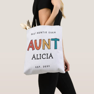 Tote Bag Tante Personnalisée Retro Cadeau Meilleure Tante J