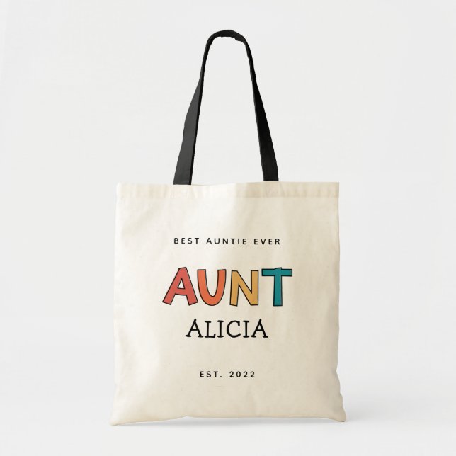 Tote Bag Tante Personnalisée Retro Cadeau Meilleure Tante J (Devant)