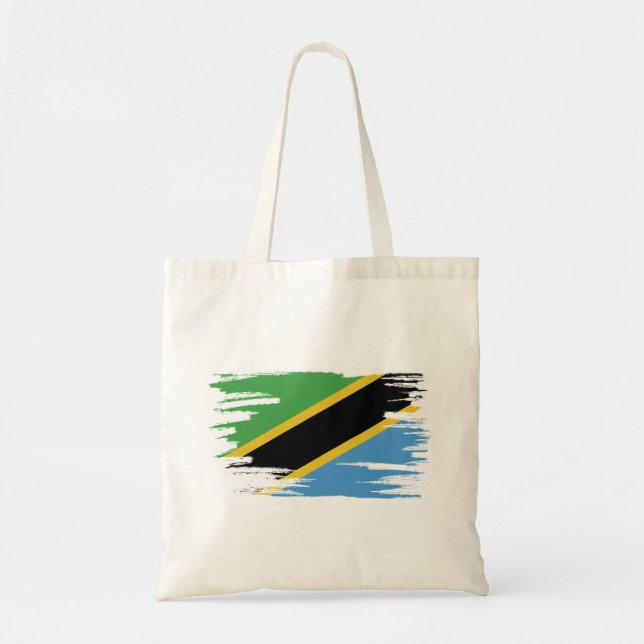 Tote Bag Tanzanie Drapeau pinceau (Devant)