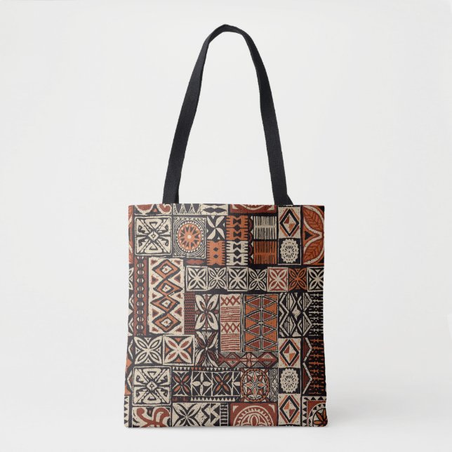Tote Bag Tapa hawaïen : Patchwork tribal (Devant)