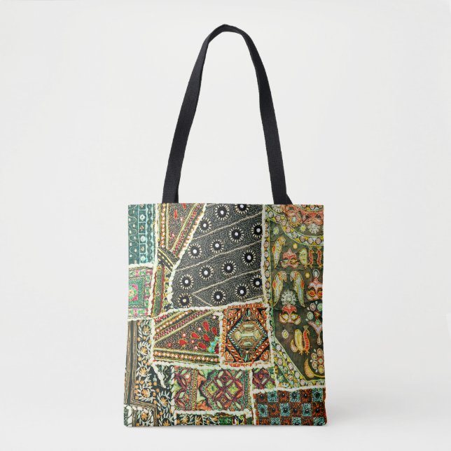 Tote Bag Tapis indien patchwork en Rajasthan, Asie (Devant)