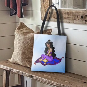 Tote Bag Tapis Volant Génie Lampe Ciel Bleu