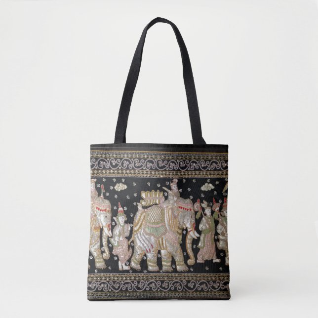 Tote Bag Tapisserie antique d'éléphant (Devant)